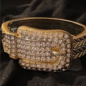 Gold and Silver Rhinestone Buckle Bracelet